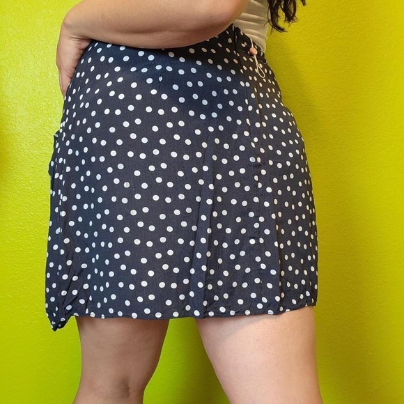 Hipster black & white polka dot mini skirt y2k bottoms cute boutique tiny dress - Picture 1 of 8